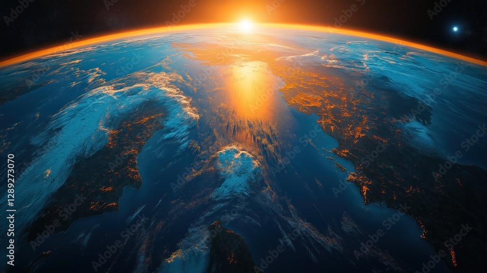 Fototapeta premium Breathtaking view of Earth from space with vibrant oceans and swirling clouds