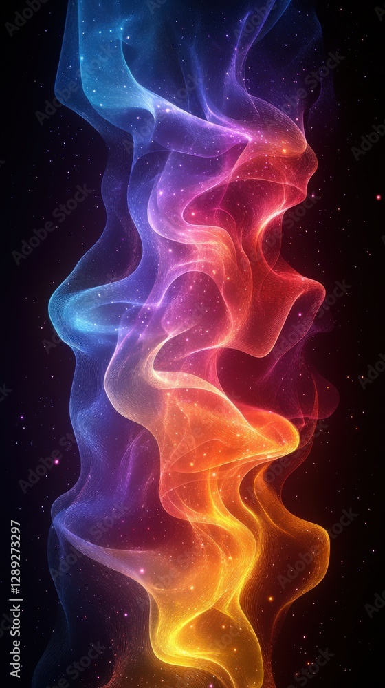 Colorful Abstract Waves of Light Flowing in Cosmic Darkness Colorful Abstract Waves of Light Flowing in Cosmic Darkness