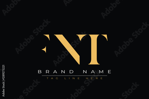 FNT abstract letter logo design. This logo is designed by three abstract letters. photo