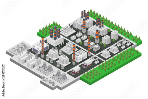 Electric Energy Factory Distribution Chain Isometric