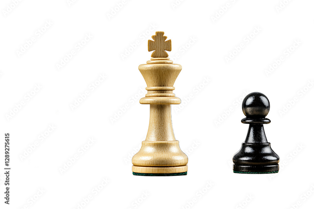 Close-up of Wooden Chess Pieces with King and Pawns Close-up of Wooden Chess Pieces with King and Pawns