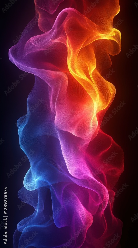 Abstract Colorful Waves of Light on a Dark Background Abstract Colorful Waves of Light on a Dark Background