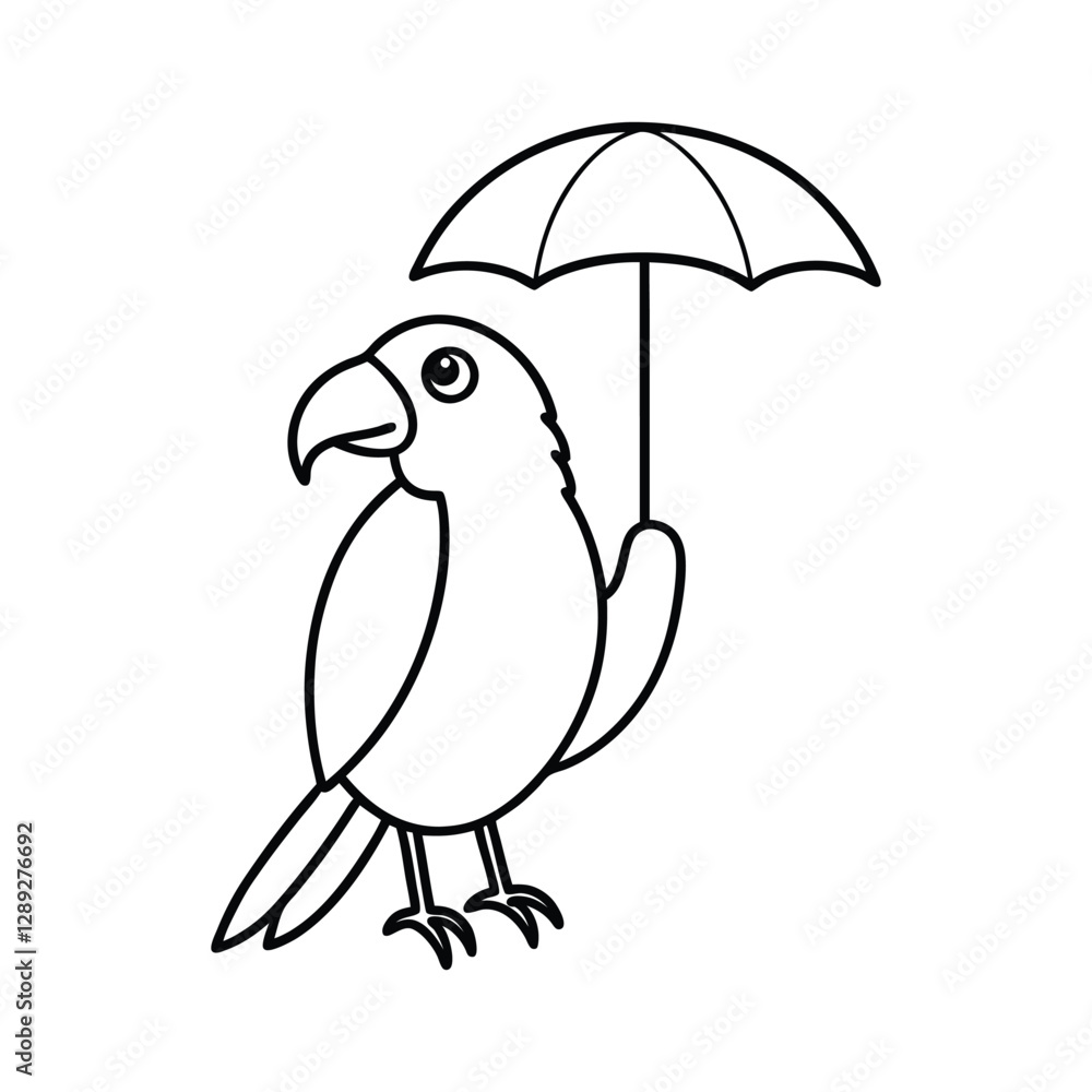 Obraz premium parrot holding a tiny umbrella