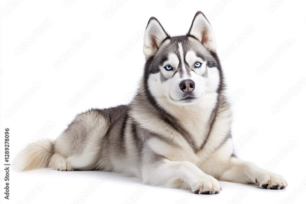 Majestic Husky with Striking Blue Eyes Isolated on White Background Majestic Husky with Striking Blue Eyes Isolated on White Background
