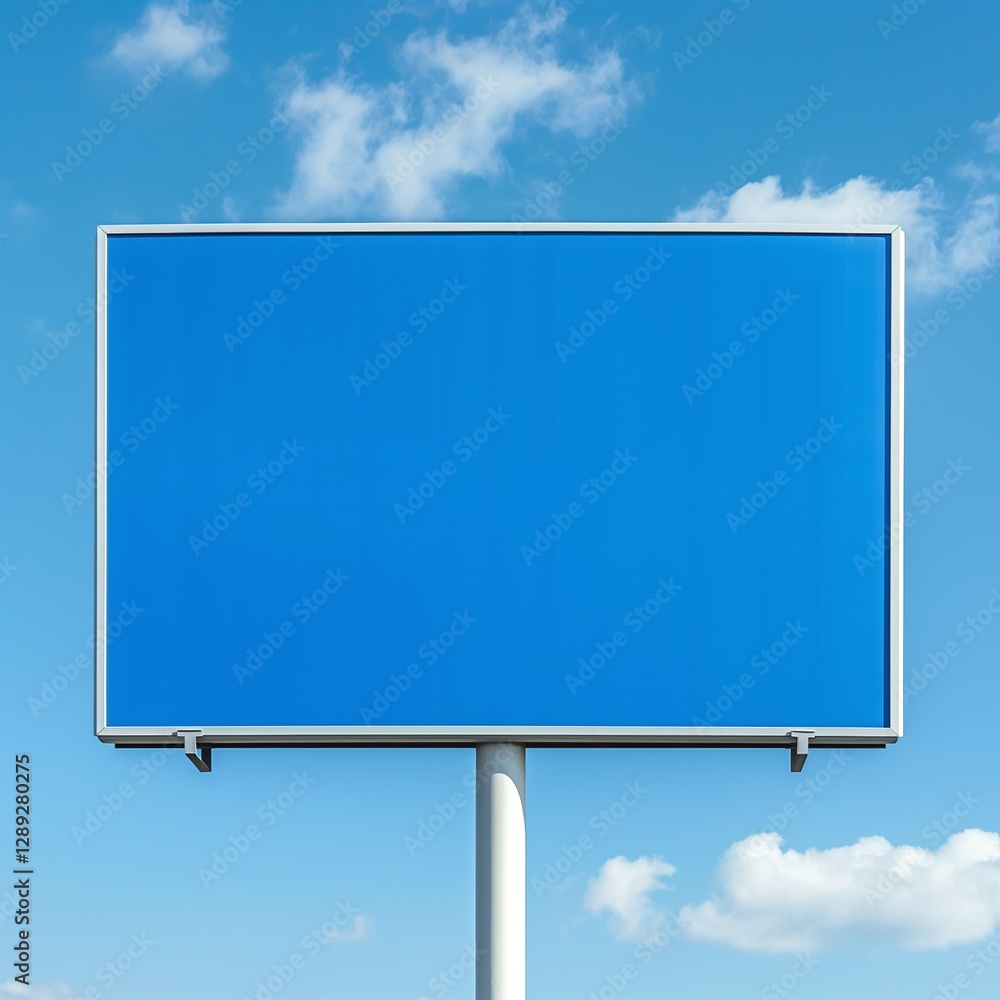 Obraz premium A blank billboard on a clear blue sky day, ready for advertisement or promotion.