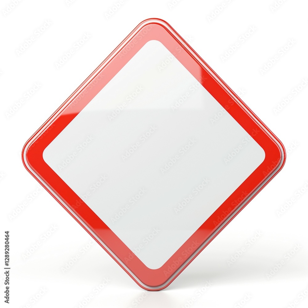A blank diamond-shaped warning sign with a red border on a white background, symbolizing caution or awareness. A blank diamond-shaped warning sign with a red border on a white background, symbolizing caution or awareness.