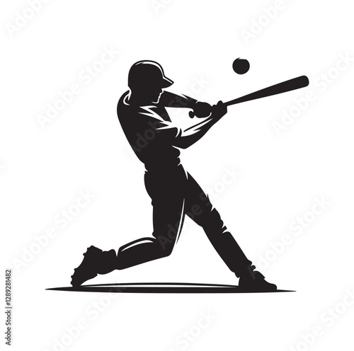 man swinging baseball bat silhouette vector illustration
