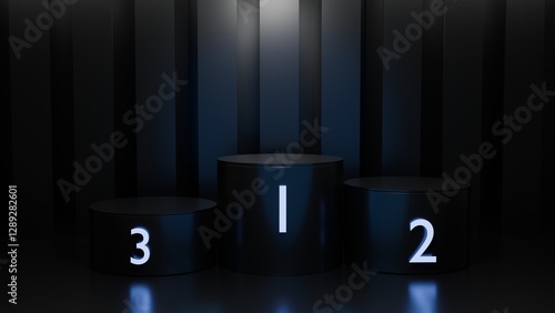 Winners top the first, second and third place of the Awards ceremony, 3D Illustration	
