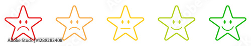 Rating emoji set with stars. customer feedback. Five-star rating emoji icon set. Emoji feedback scale with stars. Rating emoji. emoji, icons, vector, rating, feedback, vector.