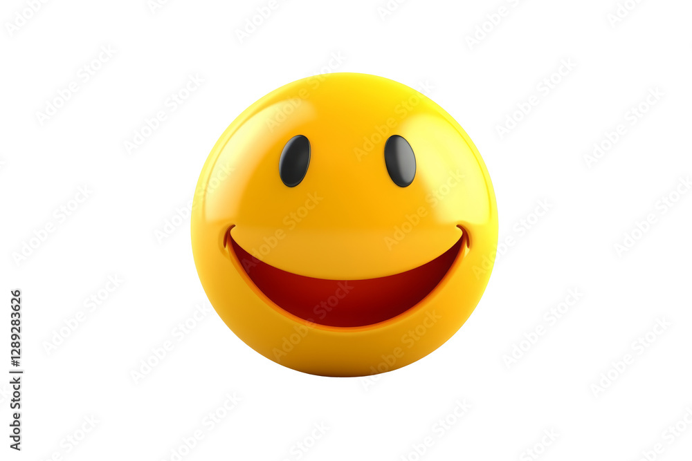 Fototapeta premium Beaming face emoji with smiling eyes and a broad, open smile with a full grin. 