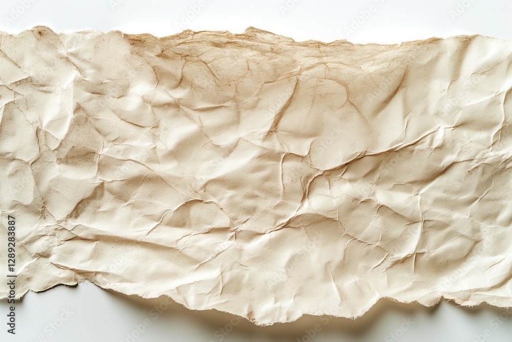 Obraz premium Textured close-up of crumpled beige paper with natural folds and creases.