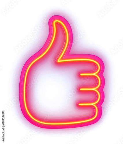 PNG Thumbs up light neon glowing.
