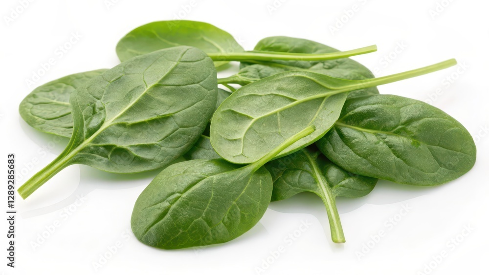 Fresh Spinach Leaves on White Background Fresh Spinach Leaves on White Background