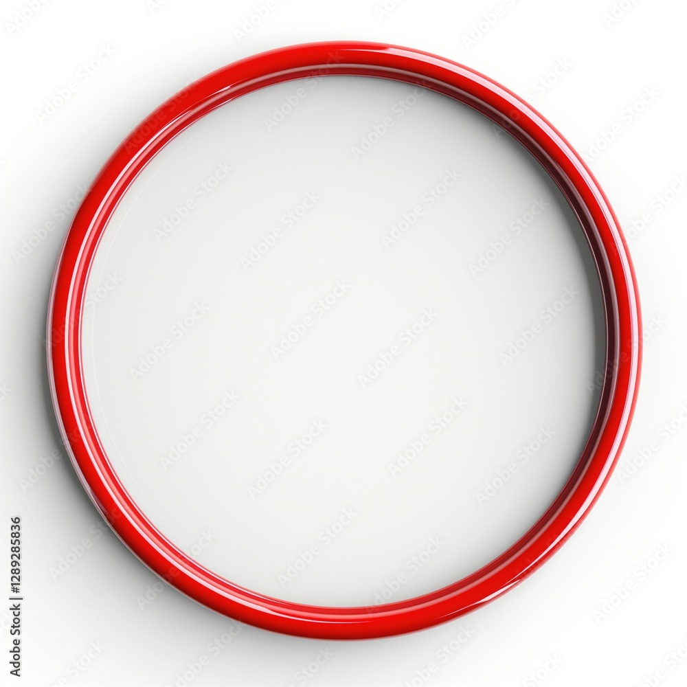 A vibrant red circular frame against a clean white background, adding a contemporary touch to any space. A vibrant red circular frame against a clean white background, adding a contemporary touch to any space.