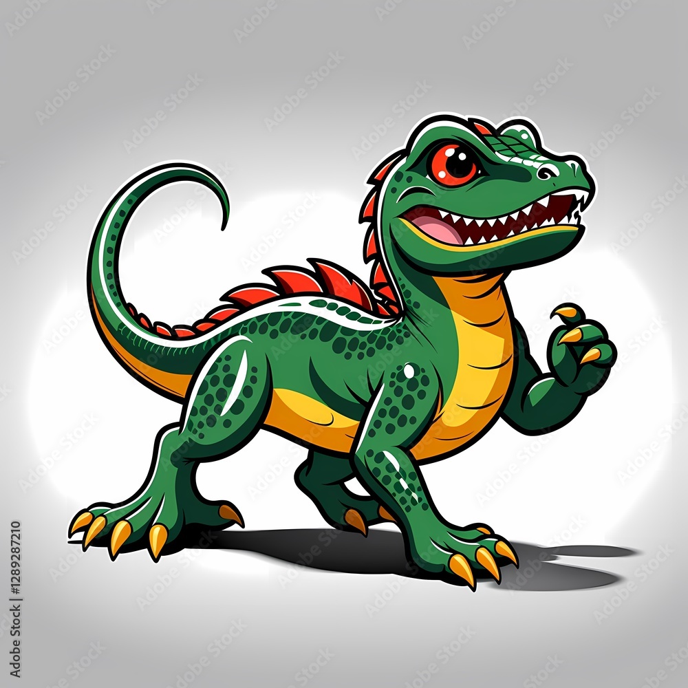Fierce cartoon T‑rex with muscular limbs and sharp teeth on white background T‑rex de dibujos animados feroz con extremidades musculosas y dientes afilados sobre fondo blanco Fierce cartoon T‑rex with muscular limbs and sharp teeth on white background T‑rex de dibujos animados feroz con extremidades musculosas y dientes afilados sobre fondo blanco