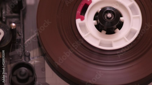 Wallpaper Mural audio cassette reel macro , vintage audio tape recorder close-up , audio cassette playing or recording track Torontodigital.ca