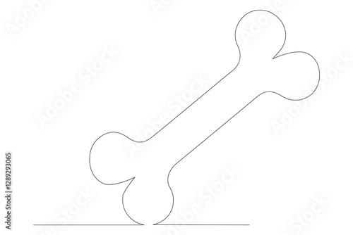 Dog bone continuous single line drawing animal paw,Bone toy for dog line art
