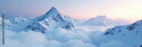 Wallpaper Mural Snowy mountain range with a rectangular shape in the fog, shape, fog Torontodigital.ca