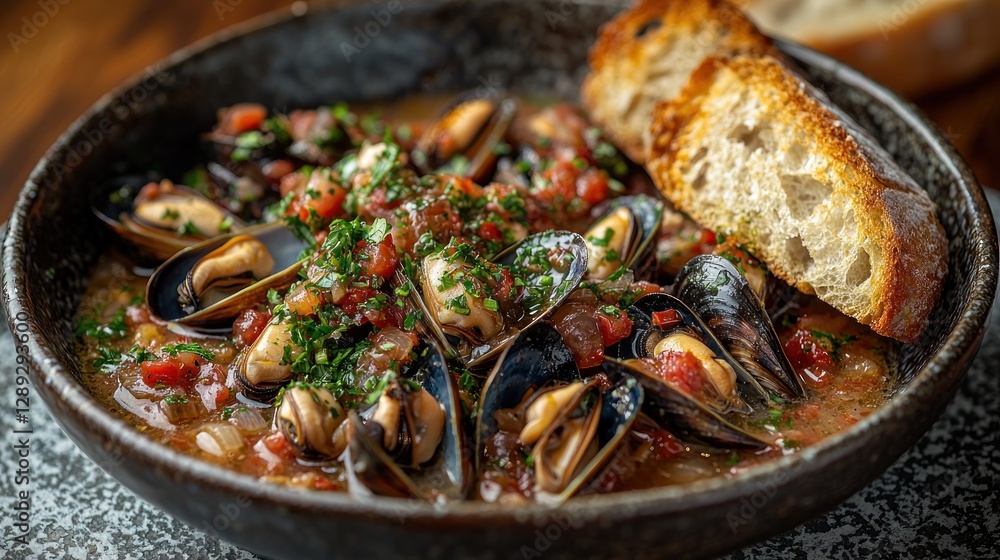 Mussels in White Wine Sauce Steamed mussels in a white wine garlic sauce, garnished with parsley Mussels in White Wine Sauce Steamed mussels in a white wine garlic sauce, garnished with parsley