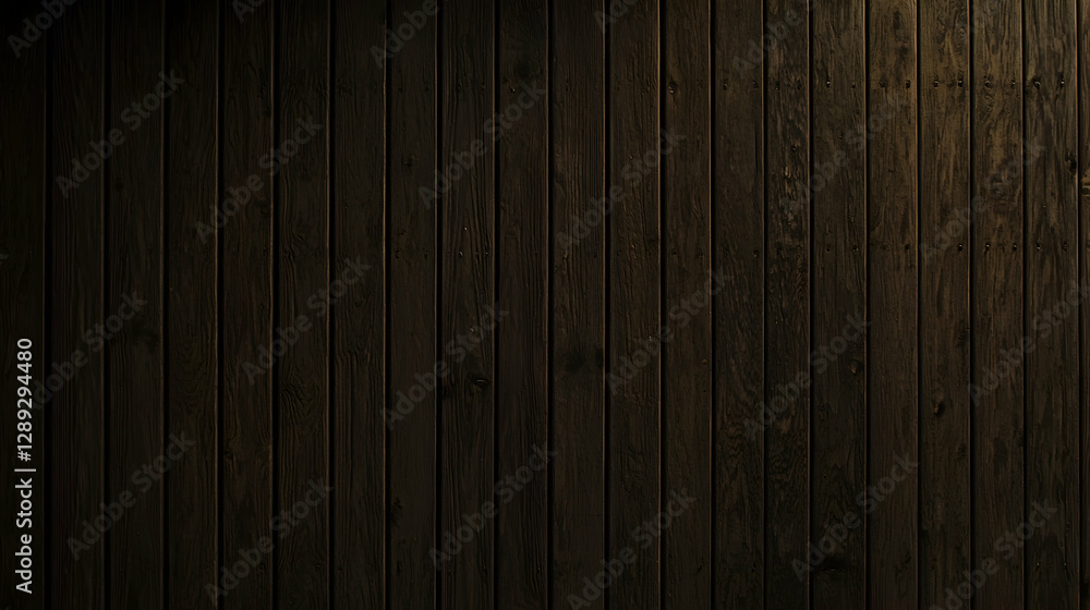 Fototapeta premium Dark Wooden Wall Texture, Interior, Vertical Planks, Background, Design