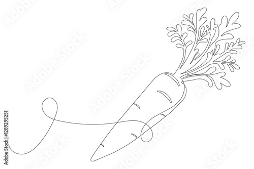 Carrot in one continuous line drawing of carrot vector illustration