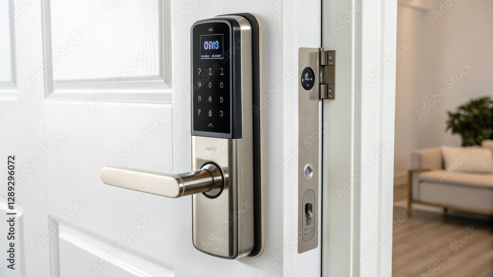 Digital Door Lock on White Door Digital Door Lock on White Door