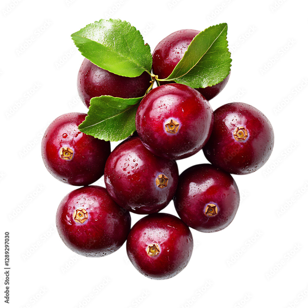 A Handful of Freshly Harvested Cranberries Isolated on Transparent Background A Handful of Freshly Harvested Cranberries Isolated on Transparent Background