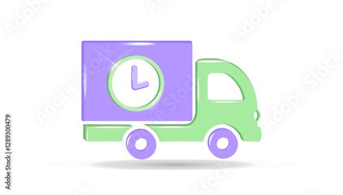 Car delivery service 24 hours. Isolated illustration on a white background. Simple, minimalistic style. 3d effect. The EPS10 vector.