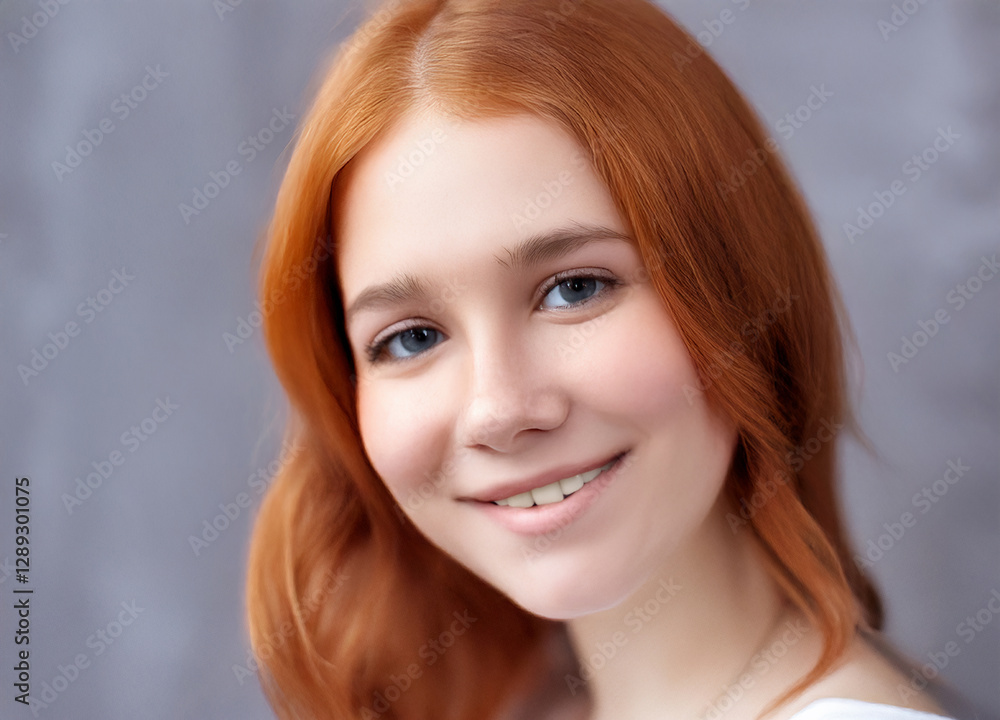 Naklejka premium young girl with red hairs smiling