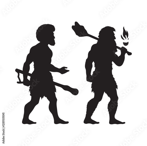 Caveman silhouette vector illustration