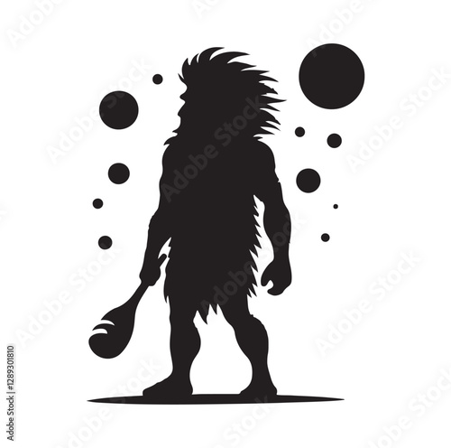 Caveman silhouette vector illustration