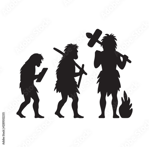 Caveman silhouette vector illustration