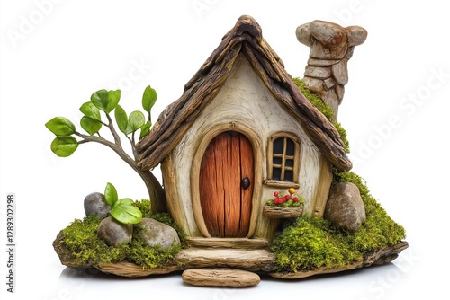 Figurine of a gnome house isolated on a white background