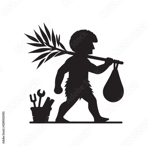 Caveman silhouette vector illustration