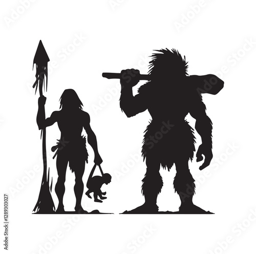 Caveman silhouette vector illustration