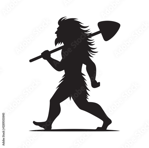 Caveman silhouette vector illustration