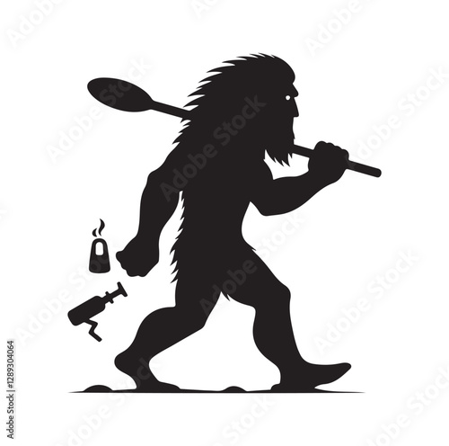 Caveman silhouette vector illustration