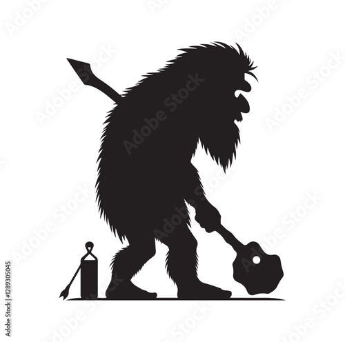 Caveman silhouette vector illustration