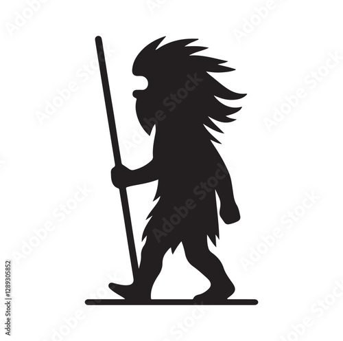 Caveman silhouette vector illustration