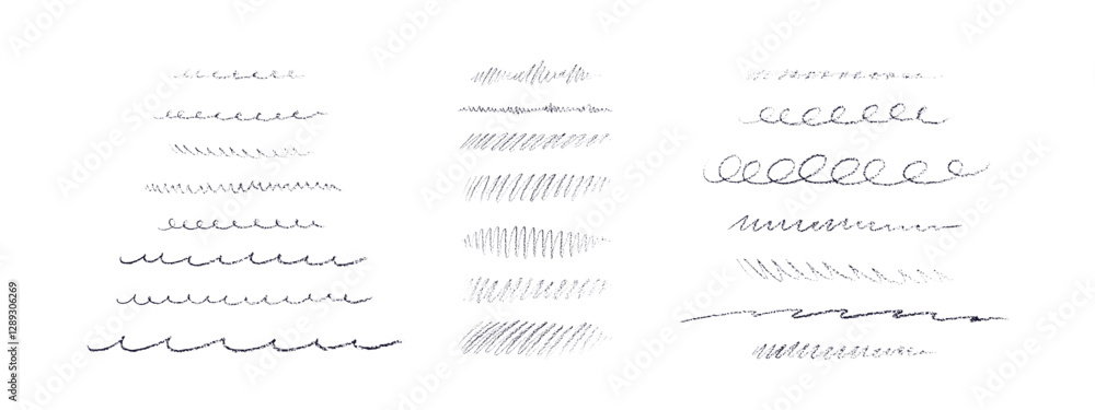 Pencil line set. Vector texture strip. Hand drawn Pencil line set. Vector texture strip. Hand drawn