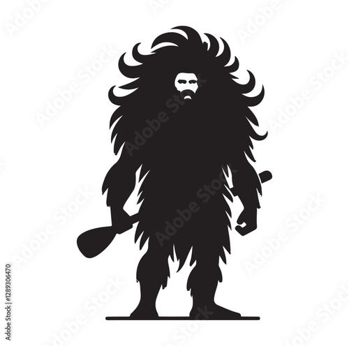Caveman silhouette vector illustration