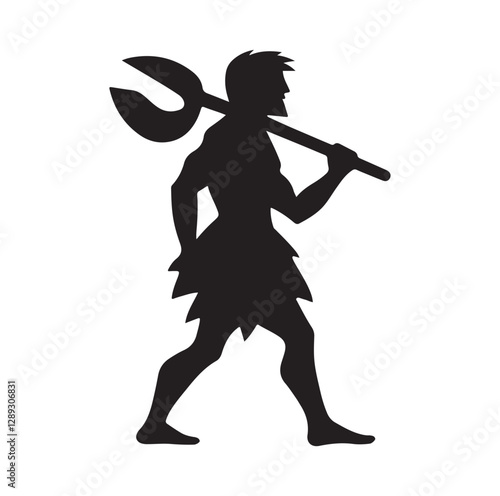 Caveman silhouette vector illustration