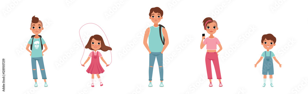 Boy and Girl in Different Age Vector Set Boy and Girl in Different Age Vector Set