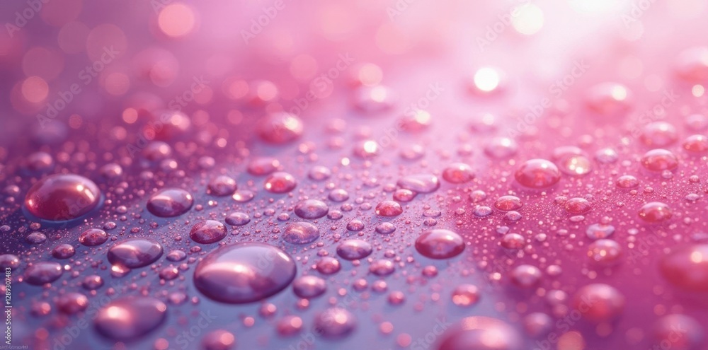 Pink colored haze on clear glass with tiny water droplets, droplets, water Pink colored haze on clear glass with tiny water droplets, droplets, water