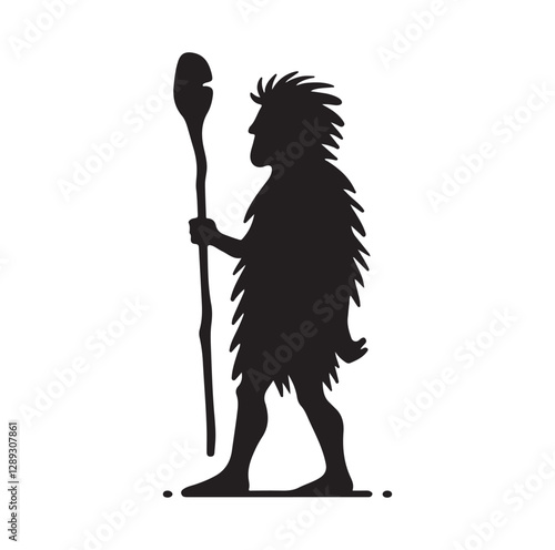 Caveman silhouette vector illustration