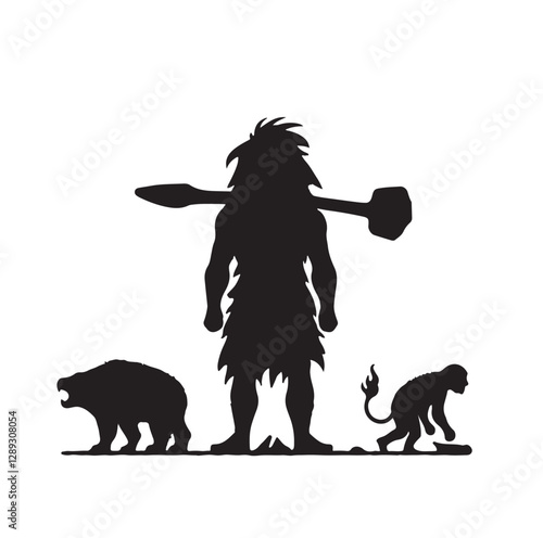 Caveman silhouette vector illustration