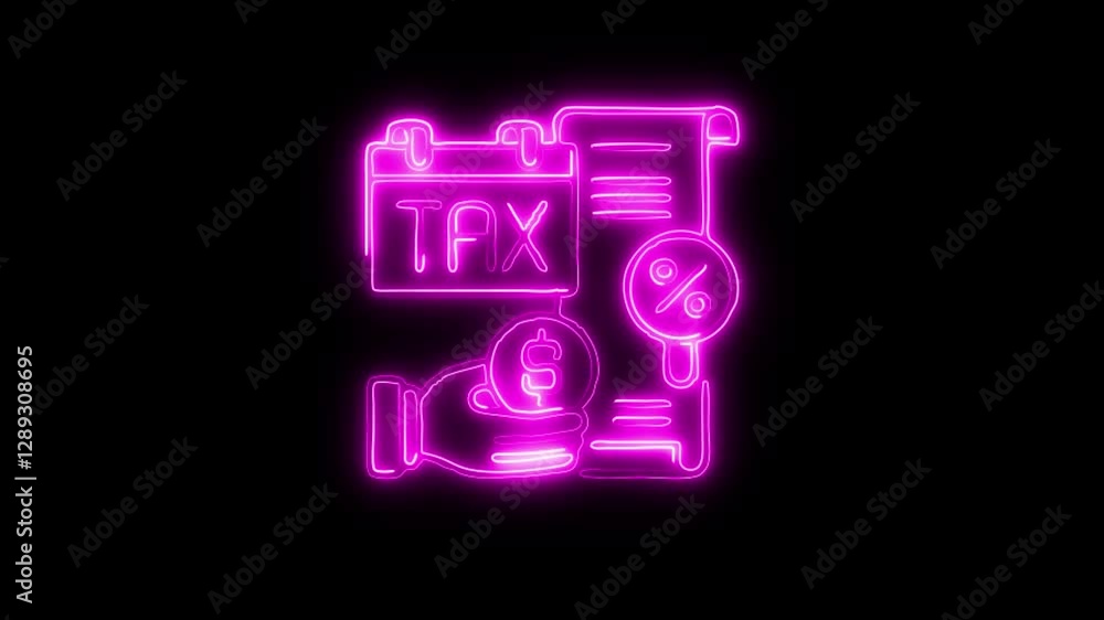 Glowing neon Debt icon isolated on black background. HD Video motion graphic animation Glowing neon Debt icon isolated on black background. HD Video motion graphic animation