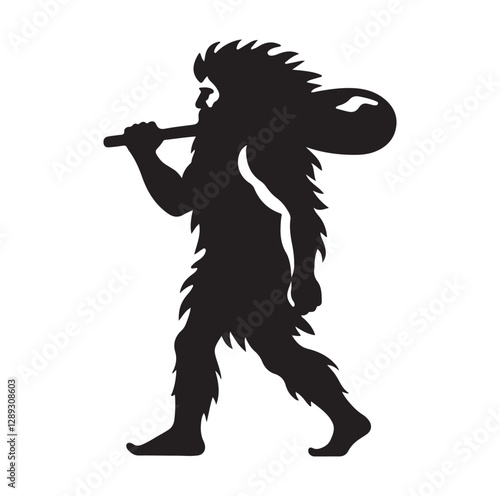 Caveman silhouette vector illustration