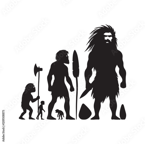 Caveman silhouette vector illustration