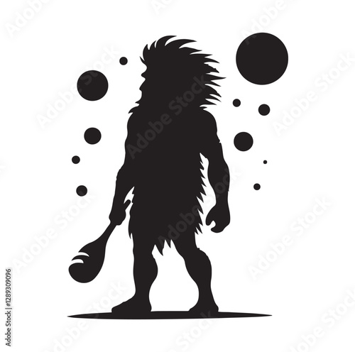 Caveman silhouette vector illustration